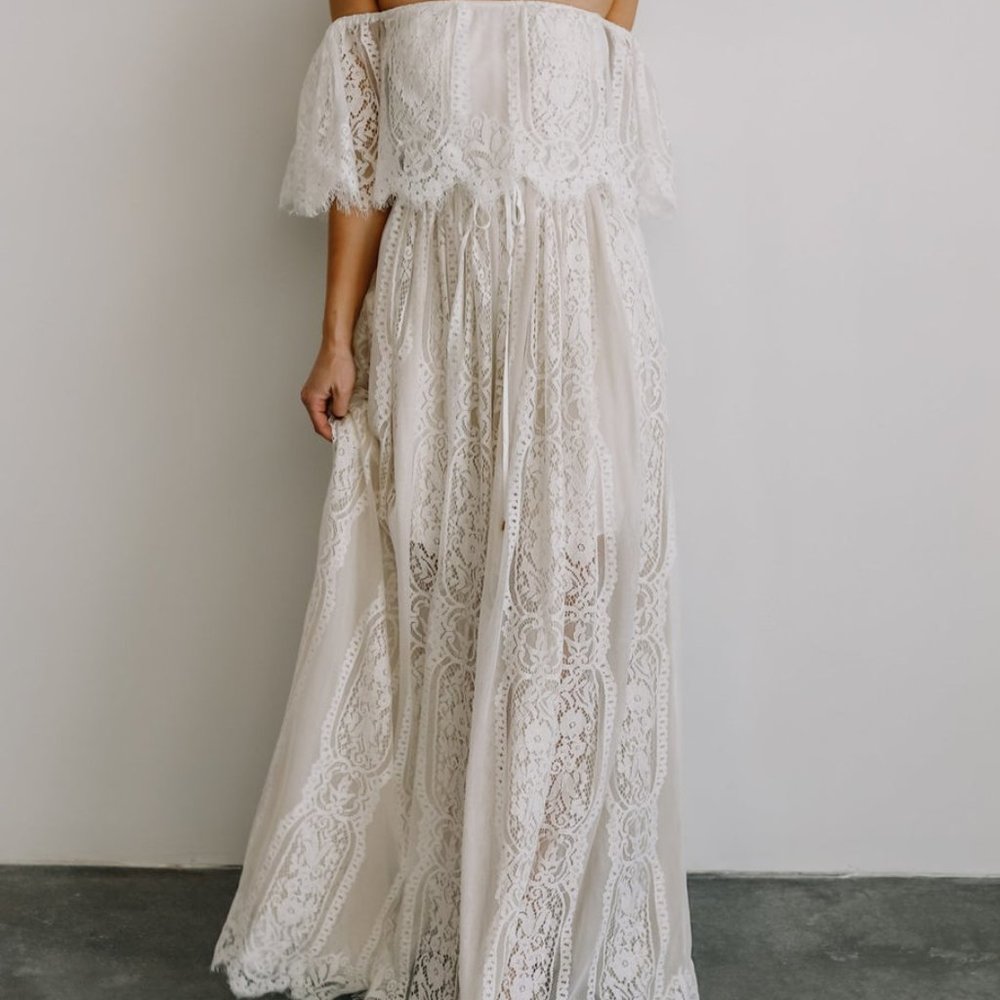 NWOT Baltic Born Caroline White Lace Maxi Dress (XL)